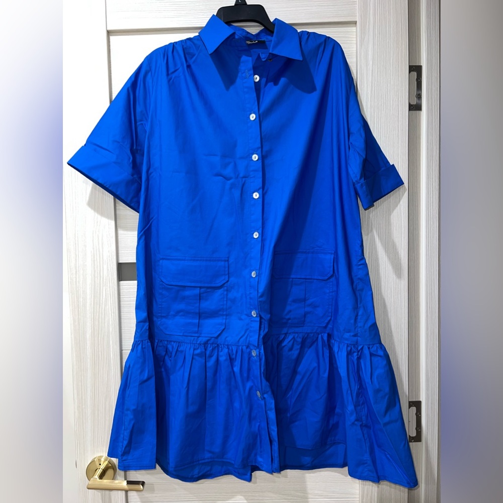 Blue poplin dress made in Italy size IT 44